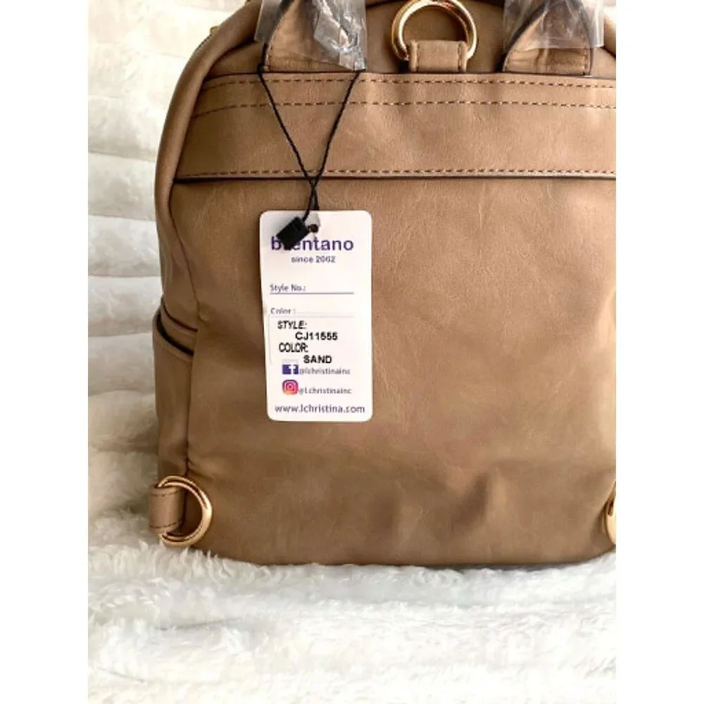 Brentano Sand Beige Studded Mini Backpack Purse NWT